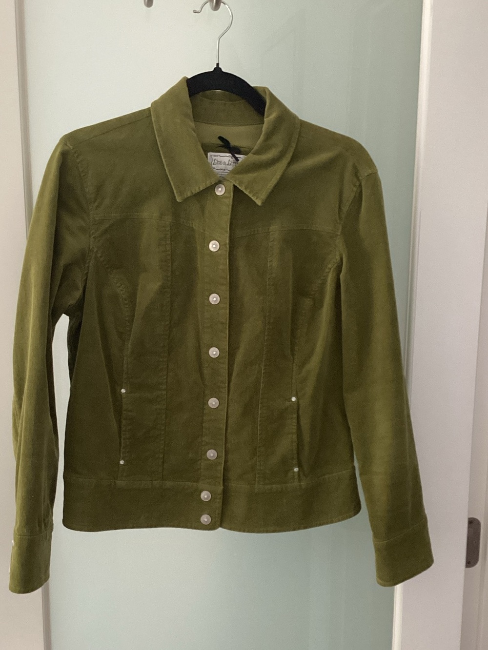 Live a Little Olive Green, Cotton Snap-Front Jean Jacket
